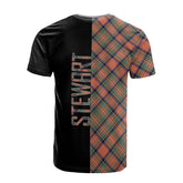 Stewart Royal Ancient Tartan T-Shirt Half of Me - Cross Style